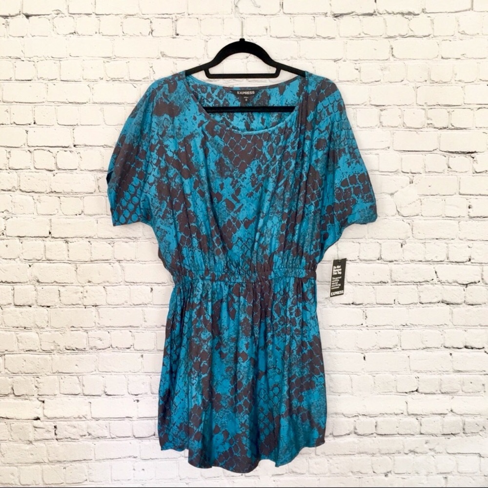 Express Snake Print Blue Turquoise Black NWT